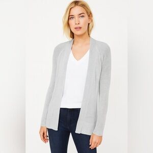 Loft Linen Blend Open Cardigan Pastel Light Blue coastal sz Medium